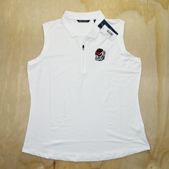 NEW XL Georgia Bulldogs Womens Cutter Buck Forge Stretch Sleeveless Polo - Picture 1 of 10